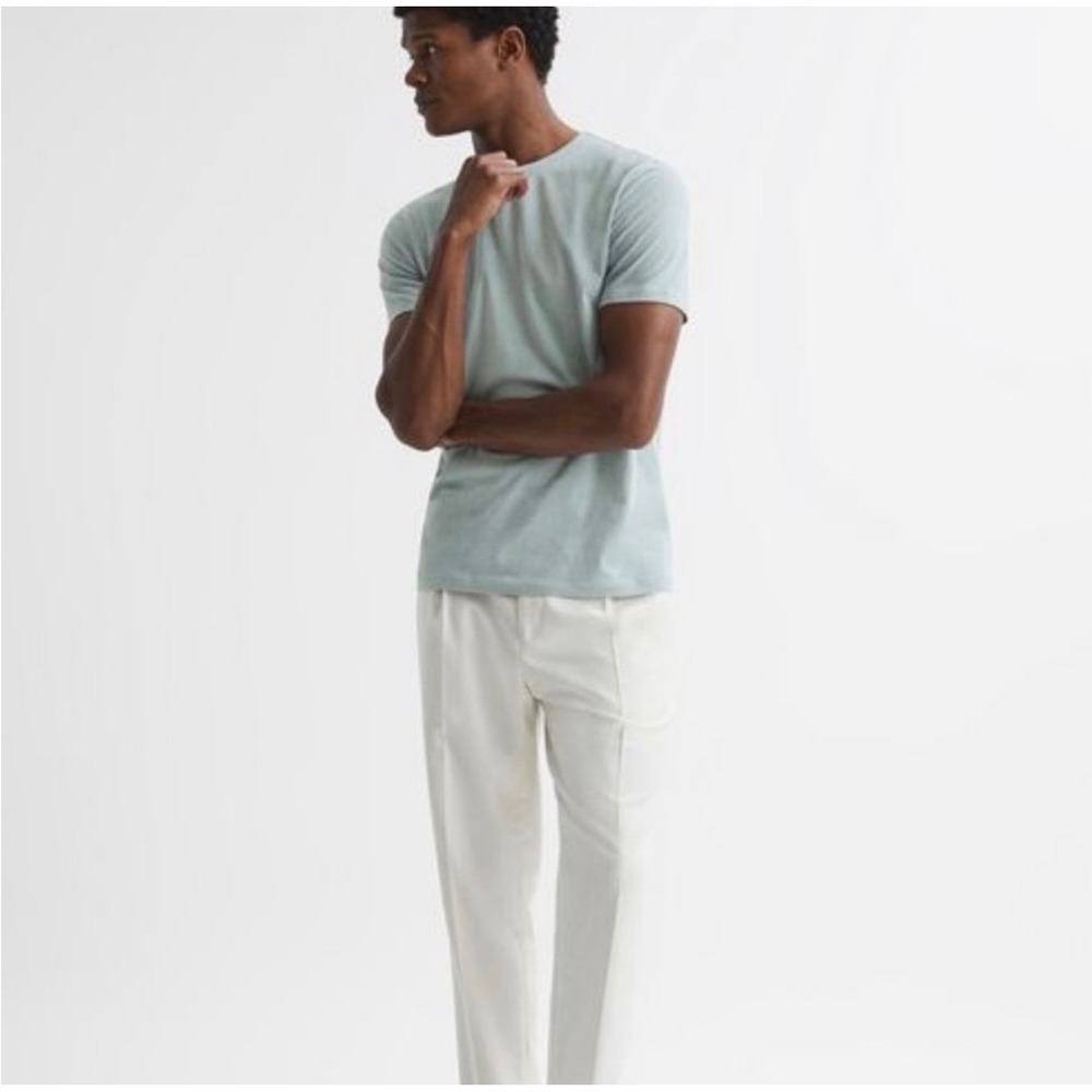 Reiss Melrose T-Shirt Mens Small Reef Blue Cotton Crew Neck Minimalist Luxury